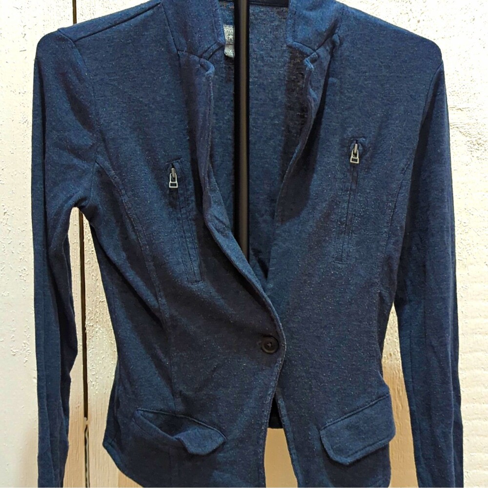 Converse One Star Women’s Blue Cotton Blazer Jacket Long Sleeve Pockets XS